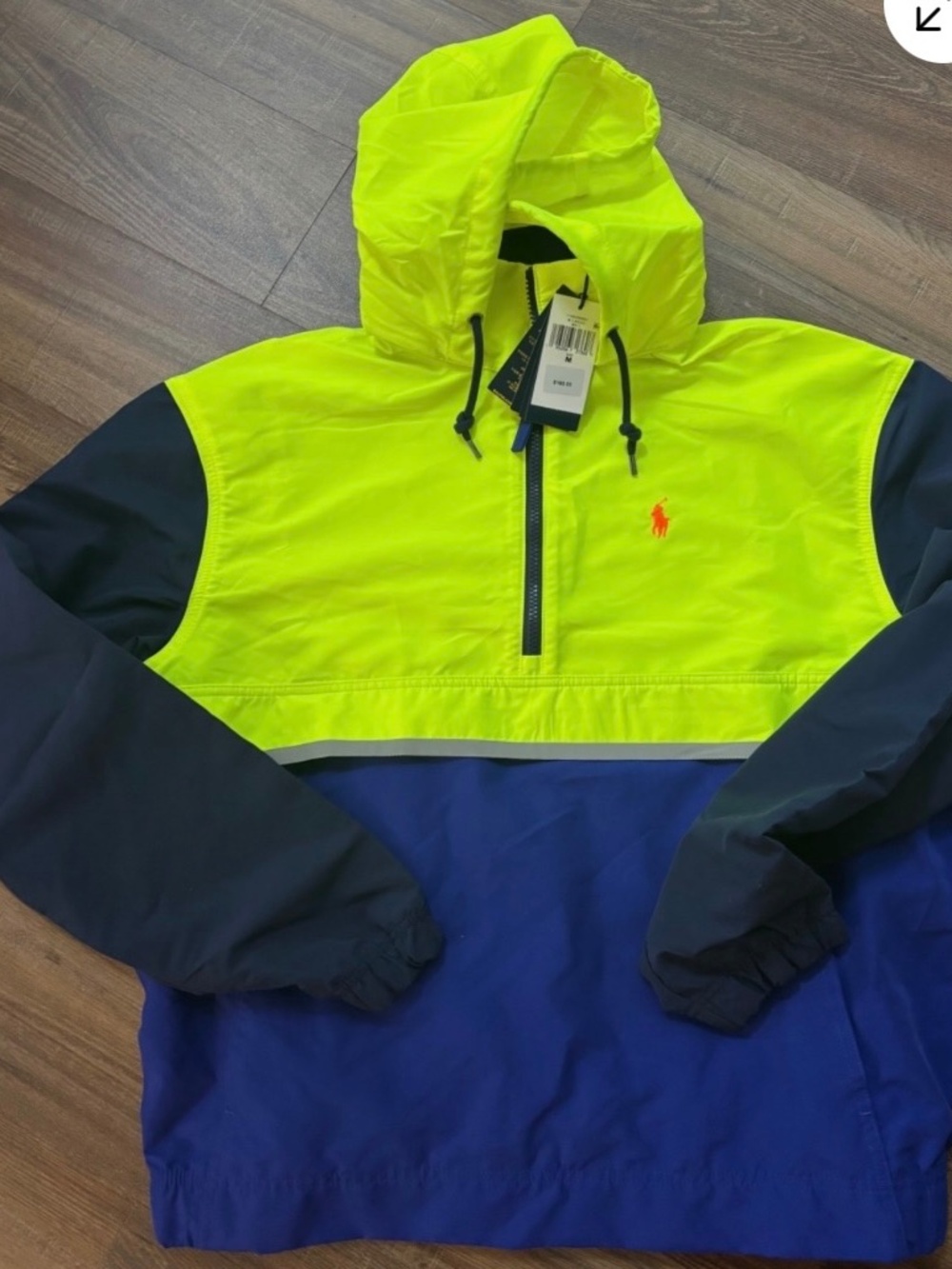 NEW POLO RALPH LAUREN Mens packable water-repellent hooded jacket medium Royal